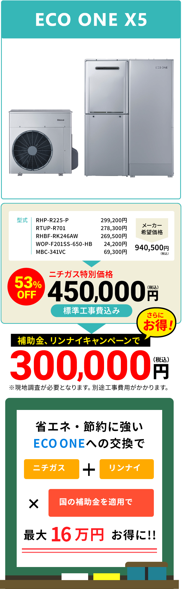 省エネ・節約に強いECO ONEへの交換で最大6万円お得に!!